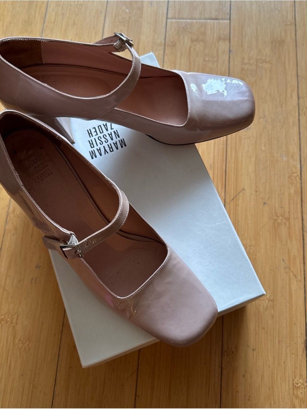 Mary Jane Blush Patent Mary Jane Block Heel - Picture 2 of 6